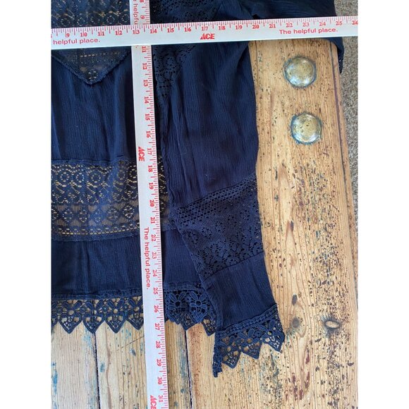 Moral Fiber Womens Black Lace Open-Front Cardigan M 100%‎ Rayon Lightweight - Picture 7 of 7